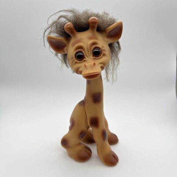 Vintage 1960s Thomas Dam Things Denmark Giraffe Troll Rare Dark Brown Hair